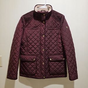 Ralph Lauren Burgundy Quilted Puffer Coat